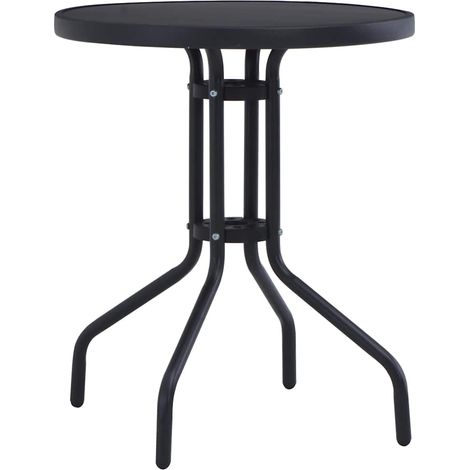 Gartentisch Schwarz 60 cm Stahl und Glas