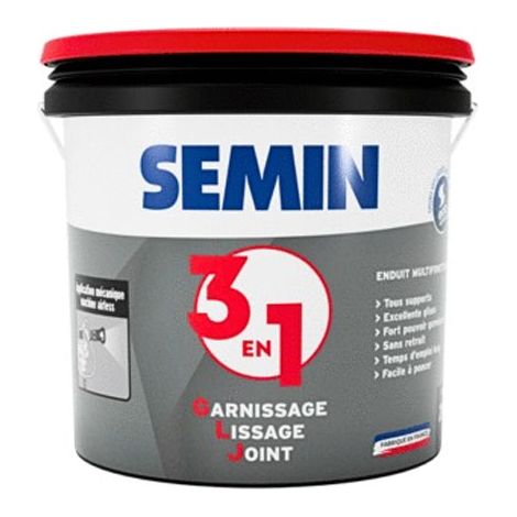 Semin – Enduit airless 3 en 1 prêt à l’emploi – seau 20 kg – application mécanique par pulvérisation – pour travaux intérieurs