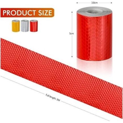 3 Rouleau Ruban Réfléchissant Adhésif 3m x 50 mm Bande Autocollants Reflechissante Réflecteur de Rayon de Vélo Catadioptre pour Véhicules Voitures Remorques Vélos Casques (1/3)