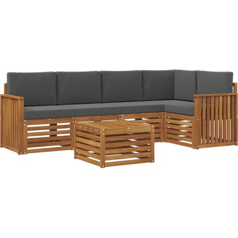 Conjunto de sofás de exterior 6 uds. Natural y Antracita vidaXL (1/5)