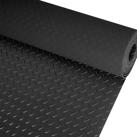 Tapis en caoutchouc 100 x 500 cm Tapis de protection Tapis de sol antidérapant Structure en tôle lacrymogène, épaisseur découpable, remorque, garage Épaisseur : 3 mm – Noir (1/5)