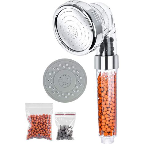 Shower Head Hand Shower 3 Modes with Mineral Beads High Pressure Hand Shower Water Saver and Extra Mineral Spheres Pack (1/5)