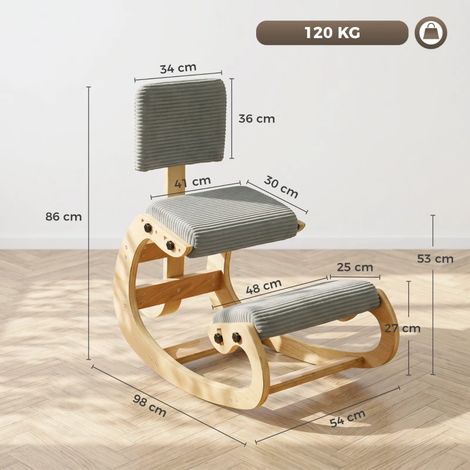 Sedia ergonomica inginocchiatoio 98x54x86 cm in poliestere grigio scuro – MEUBLIV (1/5)