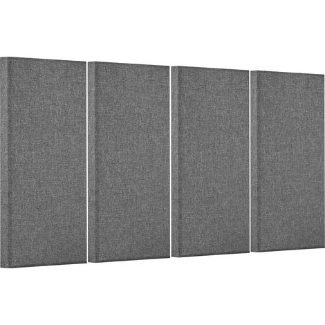 Mophorn Akustikplatten, 4 Stück, 5,1 cm dick, 60 x 30 cm, Fiberglas, schallabsorbierende Platten, selbstklebende, schalldichte Wandplatten, grau