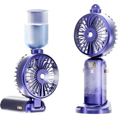 Ventilateur portable avec brumisateur, mini ventilateur USB rechargeable 3 en 1, 5 vitesses, petit ventilateur pliable (1/5)