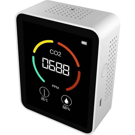 Intelligenter Luftqualitätsmonitor mit CO2-Überwachung und mobiler Anbindung, Sofortalarmfunktion und Display (1/5)