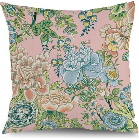 Housse de coussin fleurs papillon, décoration maison rustique,45×45cm (1/5)