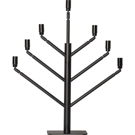 Design Kerzenleuchter ,Twice', 7-armig, 7-flammig, bewegliche E14 Fassungen, Netzbetrieb, schwarz, H 65cm (1/5)