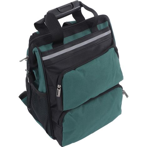 Sac à outils à dos en toile résistante à l'usure, grande capacité, multi-compartiments, portable, pour électricien, hauteur 40 cm / 15,7 pouces (1/5)