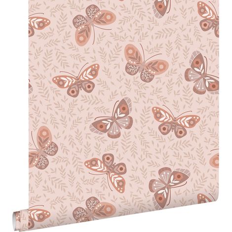 papier peint papillons vieux rose - ESTAhome (1/5)