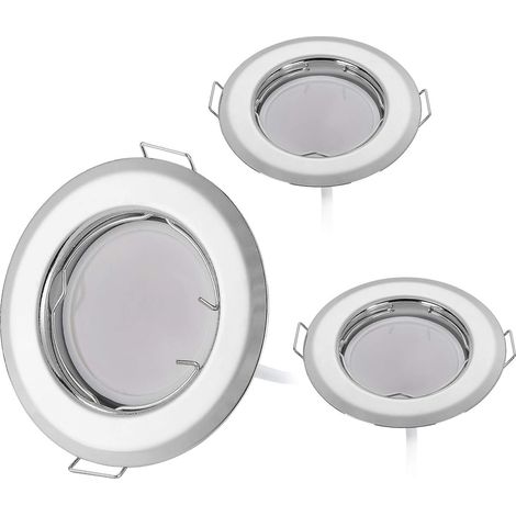 Lot 3 spots led encastrable plafond diametre 55mm 3W 220V, Blanc Chaud 3000K avec Ampoules LED, Rond Plafonnier, Dimmable, Chrome (1/5)