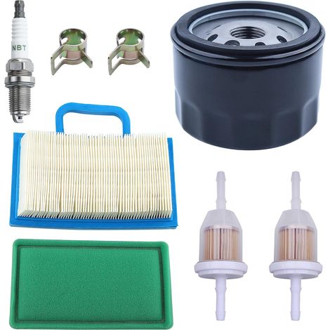 Filtro de aire LinDuxe 499486 698754 + filtro de aceite 492932 para John Deere L120 LA145 L111 D130 LA135 LA120 D140 L118 LA130 LA140 125 Z425 18-26HP Motor Intek 499486S 273638 492932S 696854 (1/4)