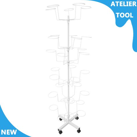 ATELIER 1.6m/5.25ft Hat Rack 6 niveaux Hat Display Rack Blanc 30-Hats Rack de stockage (1/5)