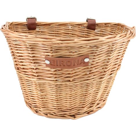 Wicker D-förmiger Fahrradkorb Vorderer Lenker Fahrrad Aufbewahrungskorb Guidon Avant Adultes Sangles Cuir (1/5)
