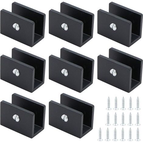8 Pièces de Support Tablette Verre, Utilisable pour Cuisine, Salle de Bain, Salon et Clips Support Étagère Bois, Réglable Pince à Verre, Fixation Tablette (1/5)