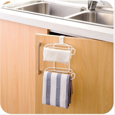 Toilettenpapierrollenhalter fürs Badezimmer, seitlich montierbarer Handtuchhalter zum Aufhängen, kreativer Handtuchhalter für Küche/Bad, kein Bohren erforderlich, Ablagefläche (1/5)