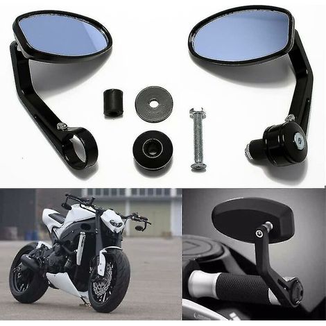 Rétroviseurs de moto ronds noirs de 7/8 22 mm pour guidon