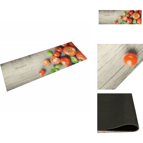 Tapis de cuisine lavable impression de tomates 60x180cm velours - Tapis De Cuisine - Tapis Absorbant - Tapis Décoratif - Tapis Moderne - Tapis Gris (1/5)
