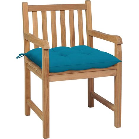 Maison Exclusive - Sedie da Giardino 2 pz con Cuscini Azzurro in Massello di Teak (1/5)