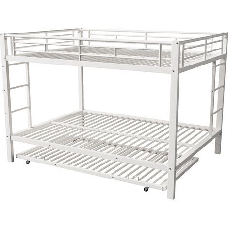 Kinder-Metall-Etagenbett 140 x 200 cm Weiß mit Ausziehbett, ohne Matratze (1/5)