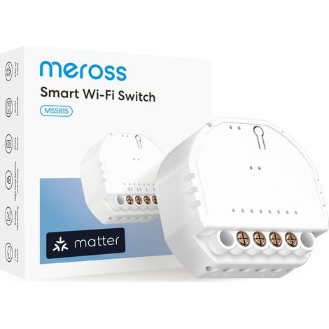 Interrupteur Connecté Matter pour Boîte Encastrement 60mm, Fil Neutre Requis, Commande d'Éclairage et Suivi Conso d'Énergie, Compatible avec HomeKit, et Google Home et Home Assistant (1/5)