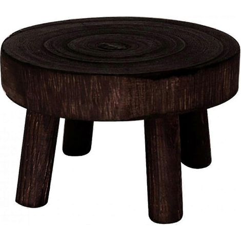Support pour plantes en bois, mini tabouret, présentoir pour pots de fleurs, étagère ronde décorative, bois couleur feu (1/5)