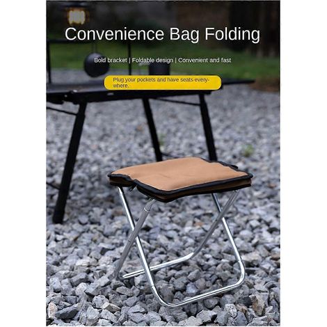 Outdoor-Campinghocker, faltbarer Angelstuhl, Mini-tragbarer Sitz, braun