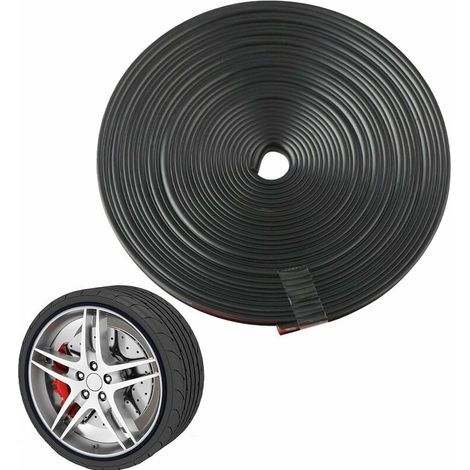 8 m Jantes Protecteurs Décor Bande. Protection Portiere Voiture. Bandes Adhésives pour Jantes de Voiture. Protecteurs de Pneus pour Protection de Jante. Décorations Voiture (Noir) (1/5)