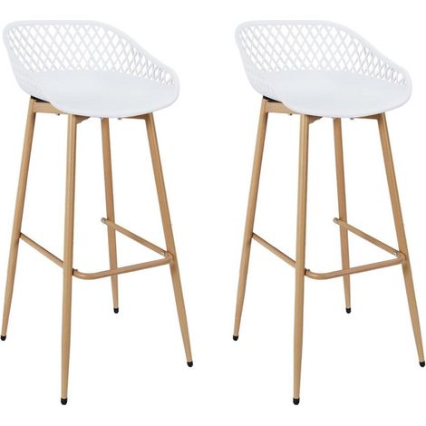 Lot de 2 Tabourets de Bar "Malaga" 88cm Blanc (1/5)