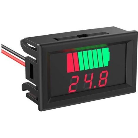 Testeur de Batterie DC 12V 24V 36V 48V 60V 72V, Indicateur Jauge Tension Capacité Batterie 2 en 1, Lecteur Tension Batterie Lithium-ion Affichage Rouge (1/5)