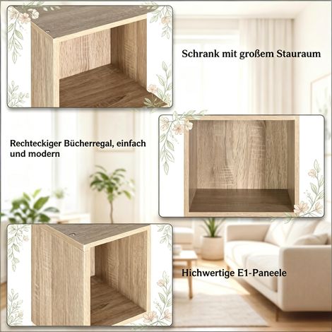 Étagère de rangement salle de bain, étagère cubique haute 5 niveaux, bibliothèque modulaire, étagère bureau & plantes (1/4)