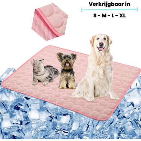 Tappetino rinfrescante per cani e gatti 60x50 cm Nuovo design del tappetino rinfrescante Effetto di assorbimento della temperatura Gel non tossico Antiscivolo Rosa M (1/3)
