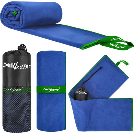 Asciugamano in microfibra ad asciugatura rapida, grande 180x90 cm - blu + verde (1/5)