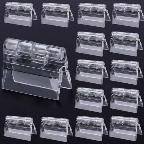Lot de 10 charnières pliantes en plastique transparent résistant, en acrylique transparent Perspex, 30 x 33 mm (1/4)