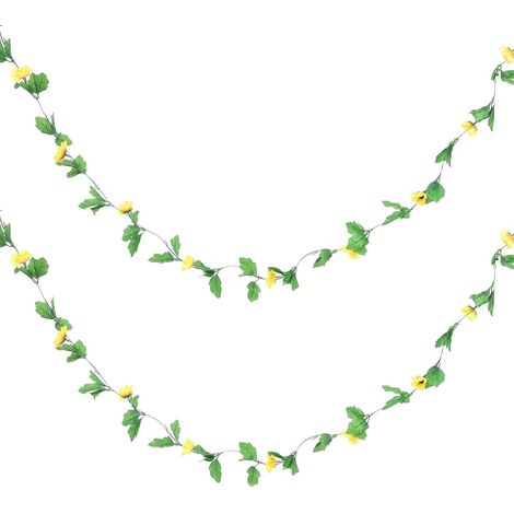 Realistic Sunflower Garland, 2 Pieces, Silk, Yellow, Reusable (1/5)