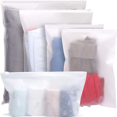 25 Stück mattierte Kleidersäcke, wiederverwendbare Ziplock-Beutel, Aufbewahrungsbeutel, Schuhbeutel, wasserdichte Plastikbeutel, Druckverschlussbeutel für Kleidung, Krankenhaus, (1/5)