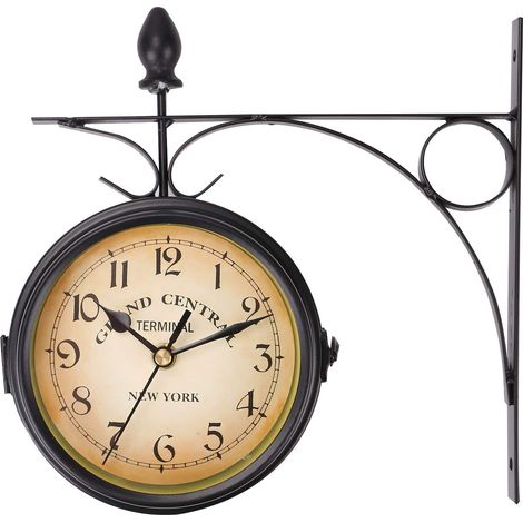 Youyijia Double Sided Wall Clock 4.8 Inches Outdoor Clock Vintage Wall Mounted Garden Clock Weatherproof Fashion Design with Outside Bracket (1/5)