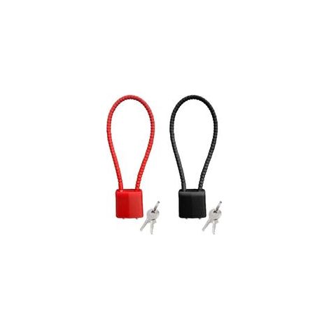 Lot de 2 cadenas avec clé, cadenas longs en étrier, verrous à câble métallique malléables, verrous antivol pour vélos, casiers (noir, rouge)