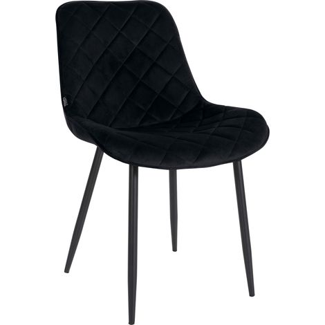 Chaise de salle à manger cuisine x1 assise en velours noir et pieds en métal noir 100001489 (1/5)