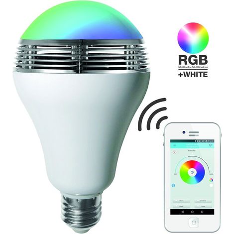 Lampadina LED RGB con altoparlante E27, 12W, Bianco, 14 x 8 x 8 cm [Classe energetica A+]