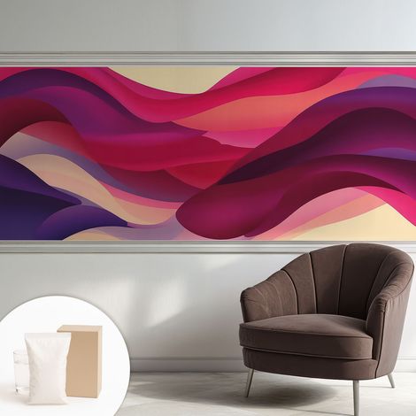 Papier peint intissé décoratif pour chambre et salon Design moderne à poser facilement - Colle incluse gratuite Vagues fluides 250x104 cm (1/5)