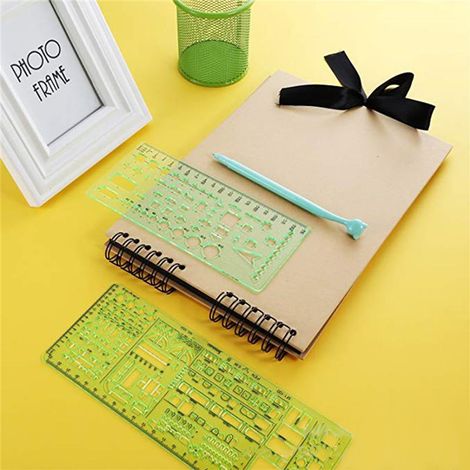 6 pièces modèles de dessin coffrage de construction conception géométrique mobilier de bureau modèle de mesure règle pour fournitures scolaires (1/5)