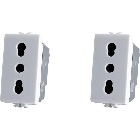 Set 2 Presa bipasso bivalente 10-16A compatibile matix prese modulo cassetta 503 bianco (1/3)
