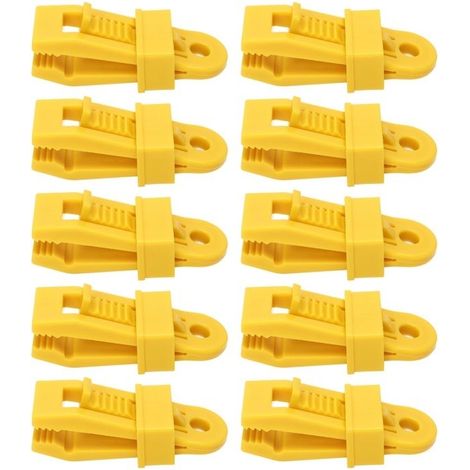 Pinces pour bâche - GIGICIAL - Lot de 10 - Robustes - Poignée de verrouillage - Jaune (1/5)