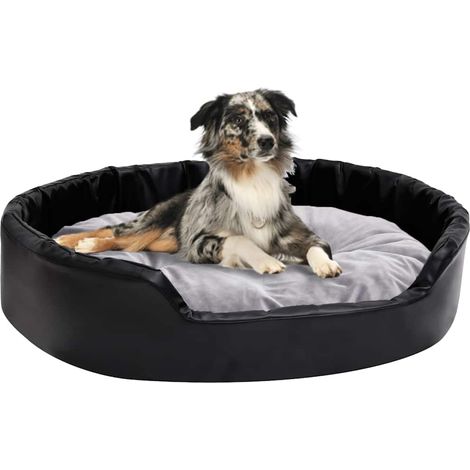 Lit chiens Noir et gris 90x79x20 cm Peluche et similicuir (1/5)