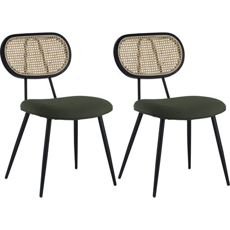 Pack de 2 sillas verde caqui con respaldo de rejilla ELENA (1/5)