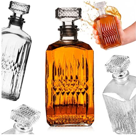 Jarra de vidrio con tapón de corcho de vidrio para whisky, coñac, agua y alcohol de 500 ml.