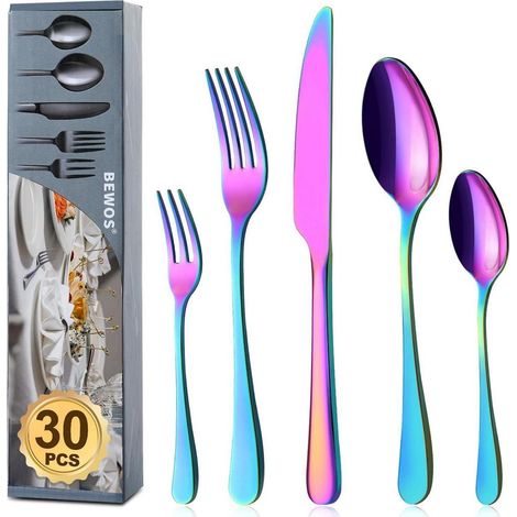 Besteckset Regenbogen 30 Teile für 6 Personen Edelstahl spülmaschinenfest (1/5)