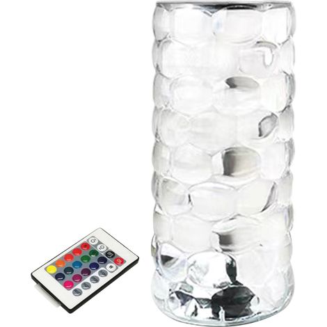 Lampe de table en acrylique forme de goutte d’eau, 16 couleurs changeantes, tactile, luminosité réglable, USB (transparent) (1/5)