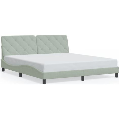 Lit double,Lit adulte,Cadre de lit sans matelas gris clair 180x200 cm velours CFW2209609 (1/5)